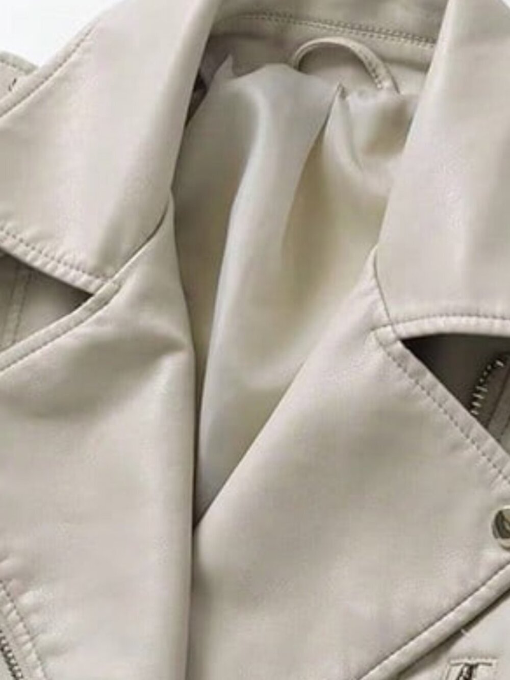 New Casual Women's Minimalist Zip-Up faux leather moto Short Jacket - Picture 5 of 8